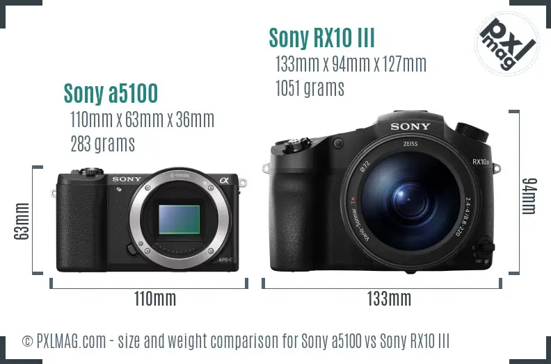 Sony a5100 vs Sony RX10 III size comparison Sony a5100 vs Sony RX10 III size comparison