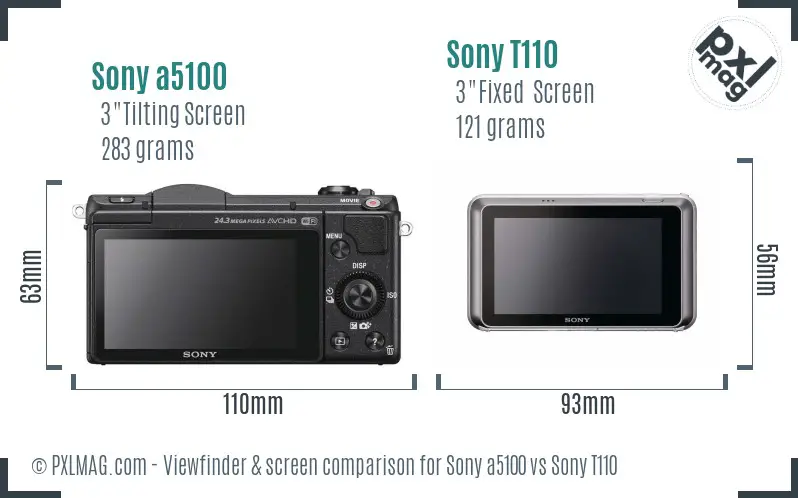 Sony a5100 vs Sony T110 Screen and Viewfinder comparison