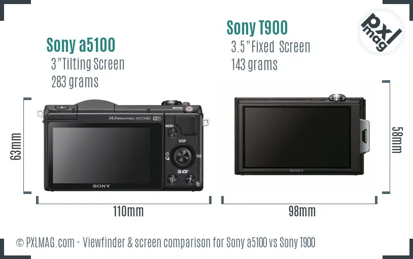 Sony a5100 vs Sony T900 Screen and Viewfinder comparison
