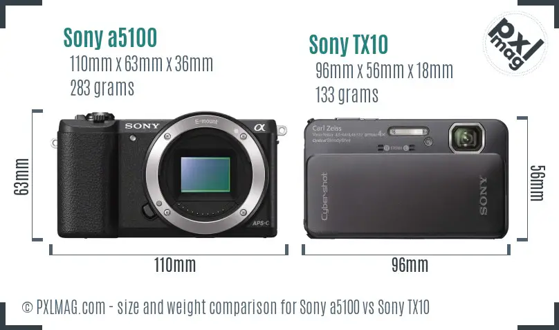 Sony a5100 vs Sony TX10 size comparison Sony a5100 vs Sony TX10 size comparison