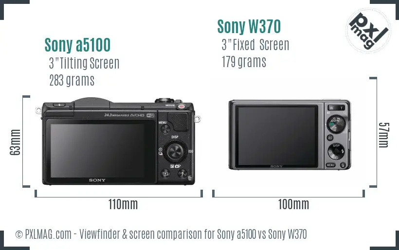 Sony a5100 vs Sony W370 Screen and Viewfinder comparison