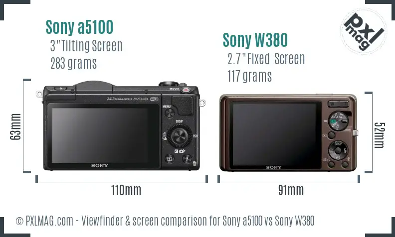 Sony a5100 vs Sony W380 Screen and Viewfinder comparison
