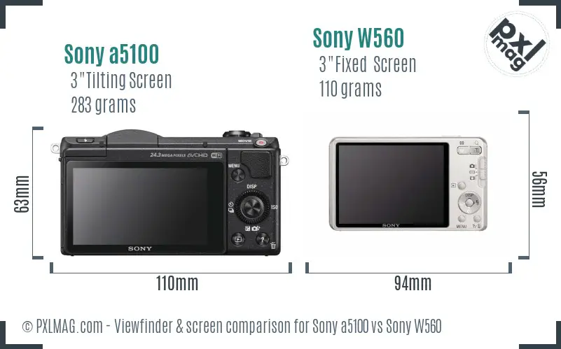 Sony a5100 vs Sony W560 Screen and Viewfinder comparison