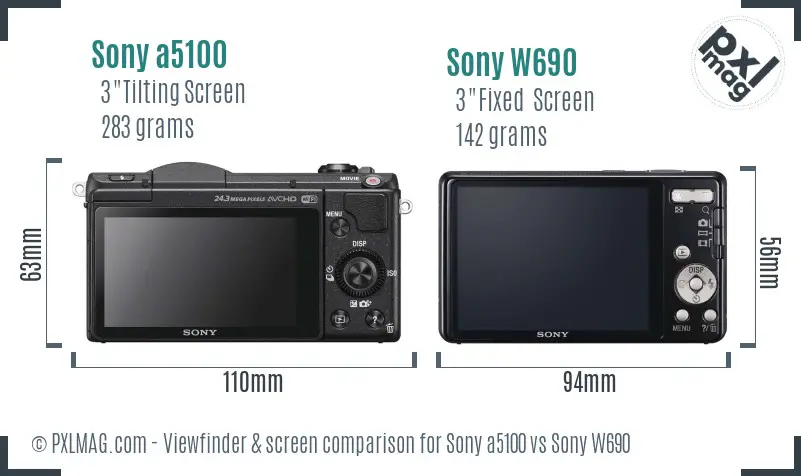 Sony a5100 vs Sony W690 Screen and Viewfinder comparison