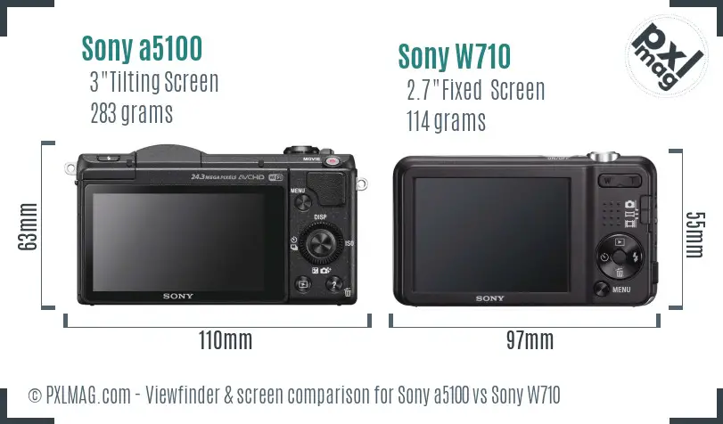 Sony a5100 vs Sony W710 Screen and Viewfinder comparison