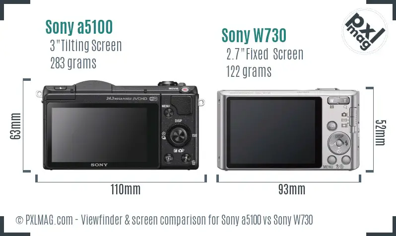 Sony a5100 vs Sony W730 Screen and Viewfinder comparison Sony a5100 vs Sony W730 Screen and Viewfinder comparison