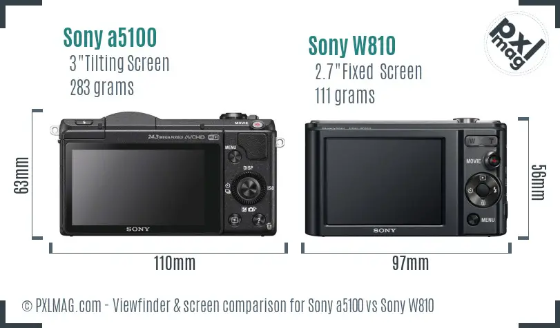 Sony a5100 vs Sony W810 Screen and Viewfinder comparison