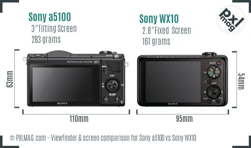 Sony a5100 vs Sony WX10 Screen and Viewfinder comparison