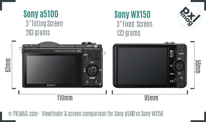 Sony a5100 vs Sony WX150 Screen and Viewfinder comparison Sony a5100 vs Sony WX150 Screen and Viewfinder comparison