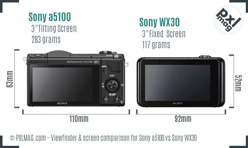 Sony a5100 vs Sony WX30 Screen and Viewfinder comparison