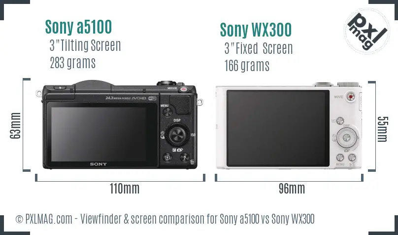 Sony a5100 vs Sony WX300 Screen and Viewfinder comparison