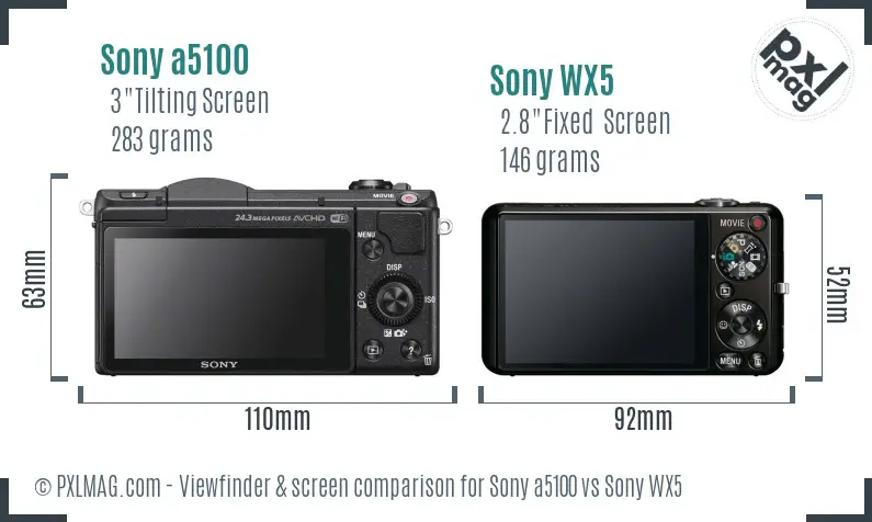 Sony a5100 vs Sony WX5 Screen and Viewfinder comparison