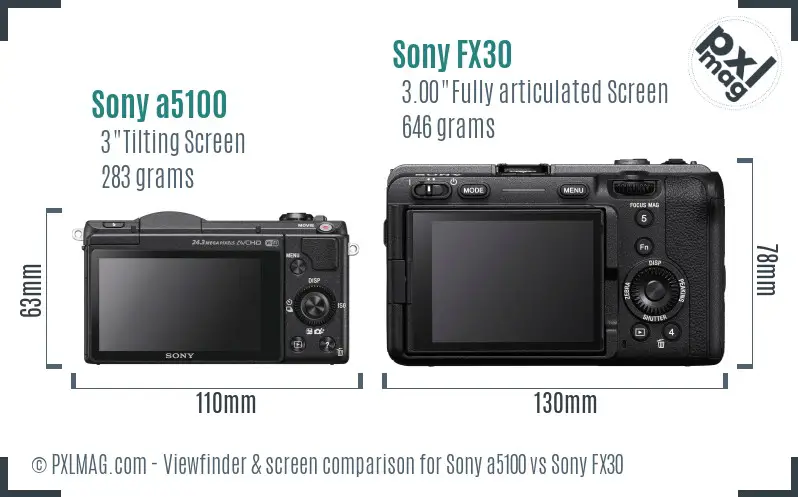 Sony a5100 vs Sony FX30 Screen and Viewfinder comparison Sony a5100 vs Sony FX30 Screen and Viewfinder comparison