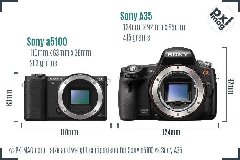 Sony a5100 vs Sony A35 size comparison
