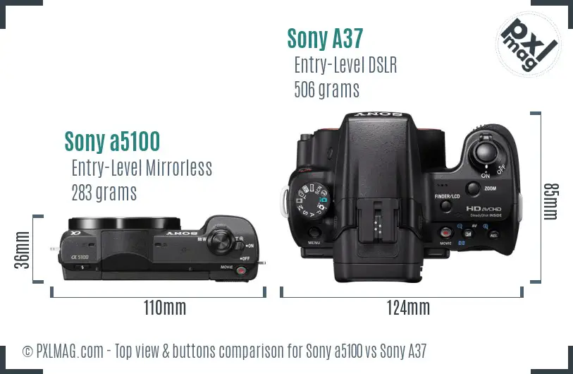 Sony a5100 vs Sony A37 top view buttons comparison