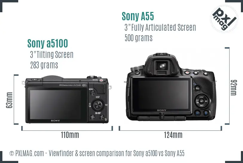 Sony a5100 vs Sony A55 Screen and Viewfinder comparison Sony a5100 vs Sony A55 Screen and Viewfinder comparison