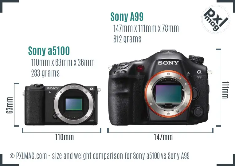 Sony a5100 vs Sony A99 size comparison Sony a5100 vs Sony A99 size comparison
