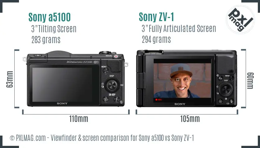 Sony a5100 vs Sony ZV-1 Screen and Viewfinder comparison Sony a5100 vs Sony ZV-1 Screen and Viewfinder comparison