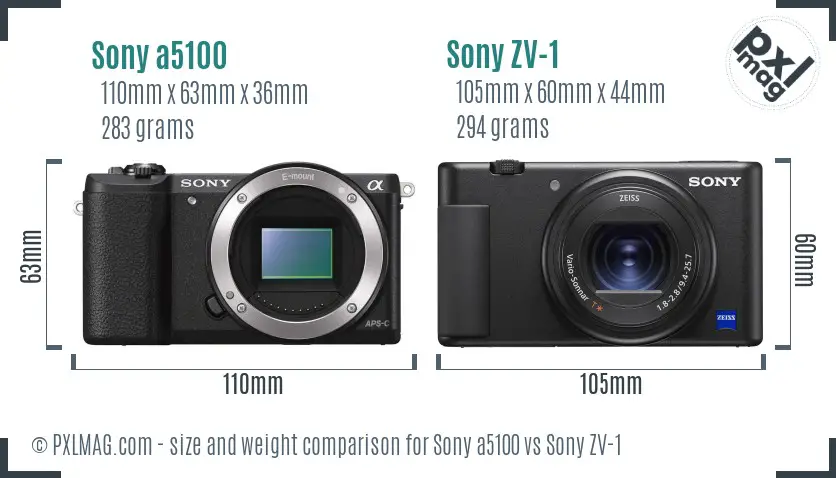Sony a5100 vs Sony ZV-1 size comparison Sony a5100 vs Sony ZV-1 size comparison