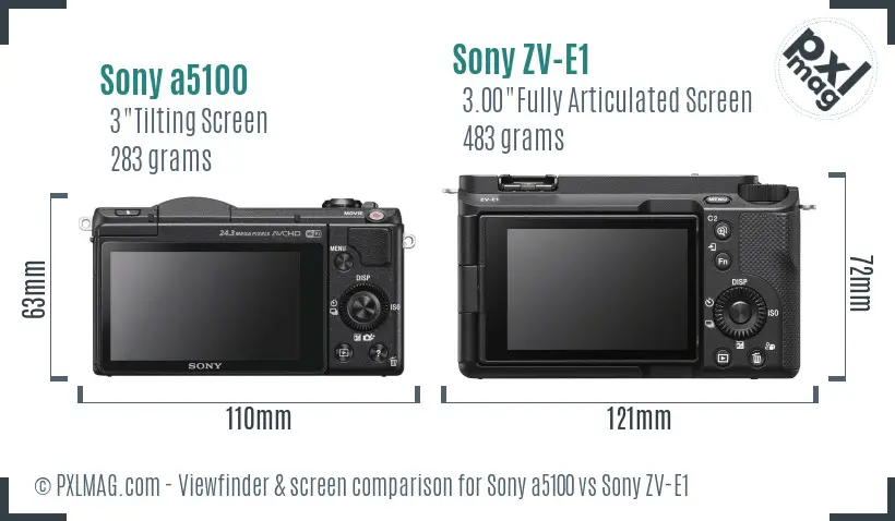 Sony a5100 vs Sony ZV-E1 Screen and Viewfinder comparison