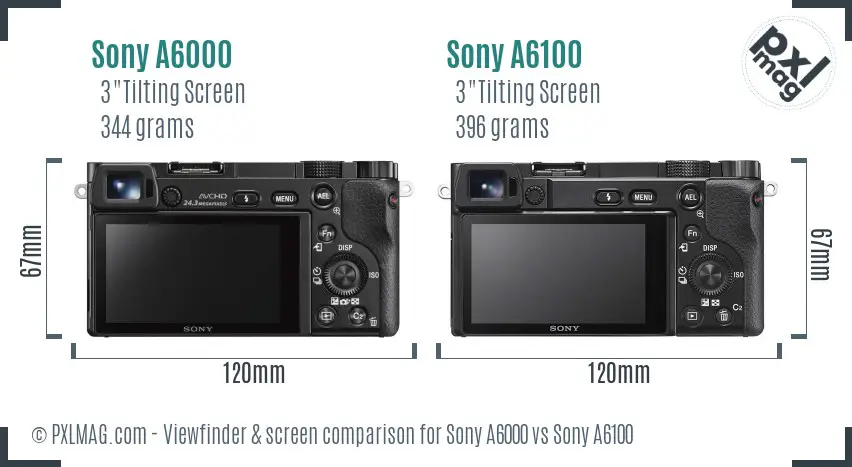 Sony A6000 vs Sony A6100 Screen and Viewfinder comparison