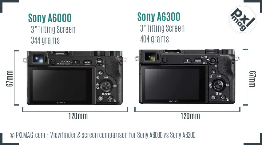 Sony A6000 vs Sony A6300 Screen and Viewfinder comparison