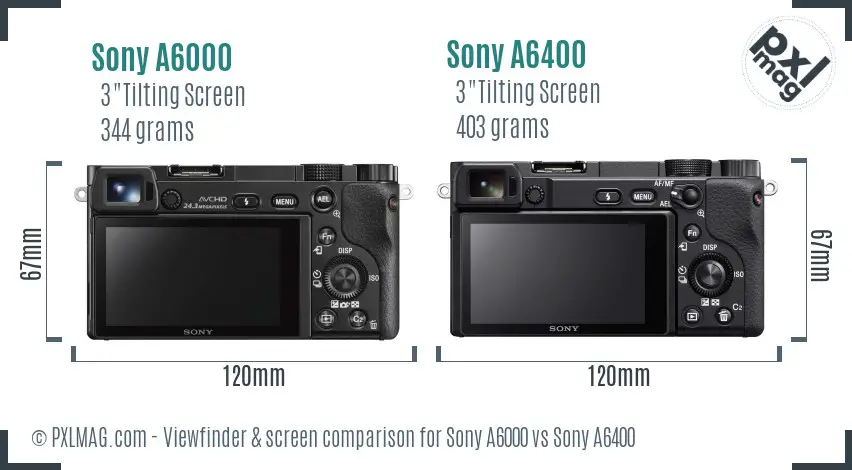 Sony A6000 vs Sony A6400 Screen and Viewfinder comparison