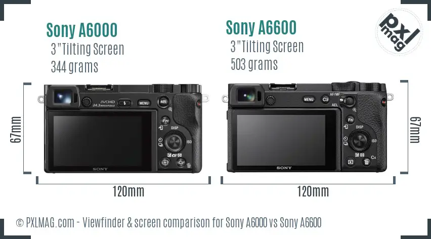 Sony A6000 vs Sony A6600 Screen and Viewfinder comparison