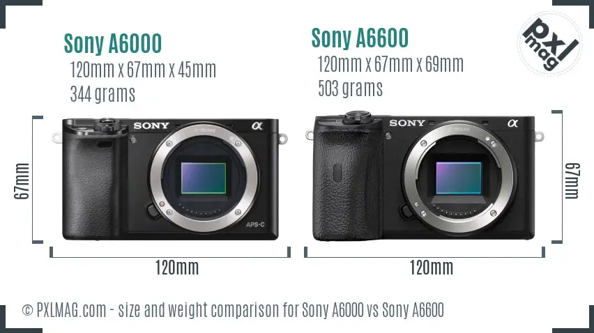 Sony A6000 vs Sony A6600 size comparison