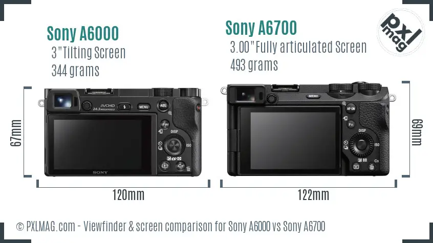 Sony A6000 vs Sony A6700 Screen and Viewfinder comparison