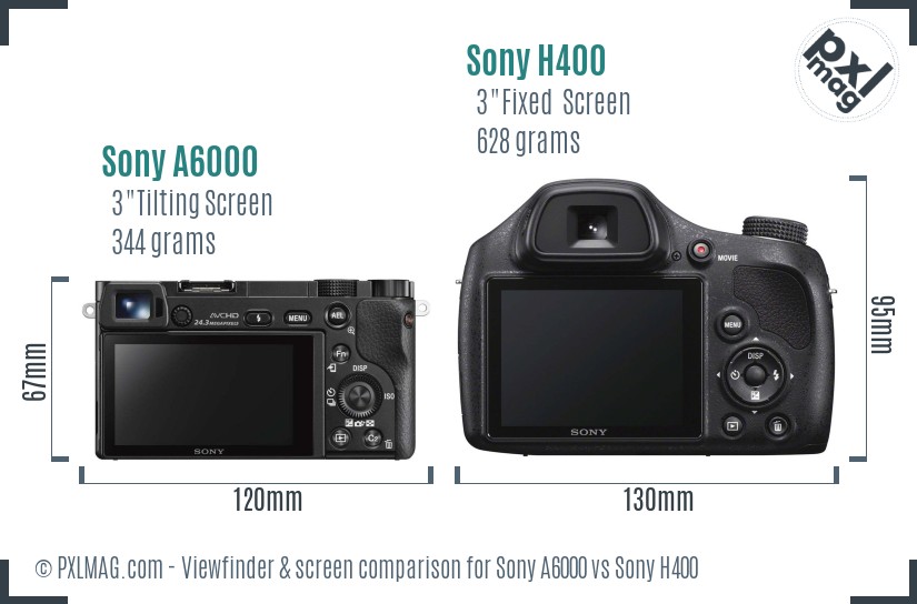Sony A6000 vs Sony H400 Screen and Viewfinder comparison