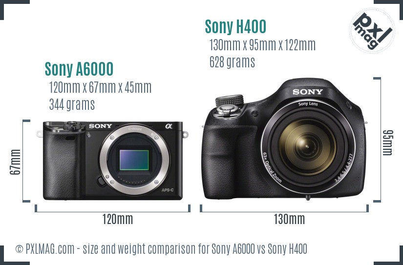 Sony A6000 vs Sony H400 size comparison Sony A6000 vs Sony H400 size comparison