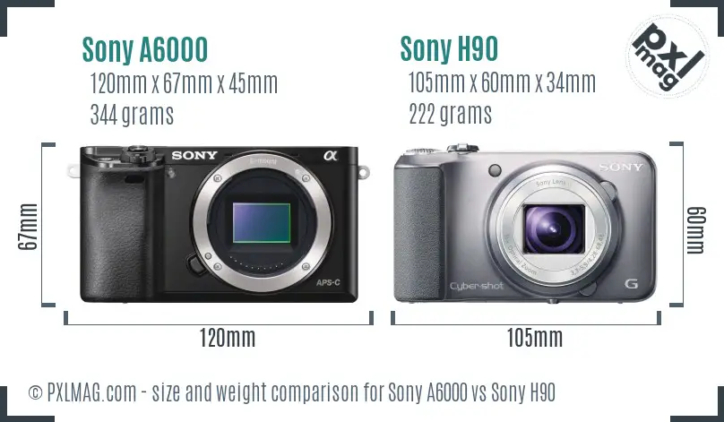 Sony A6000 vs Sony H90 size comparison Sony A6000 vs Sony H90 size comparison