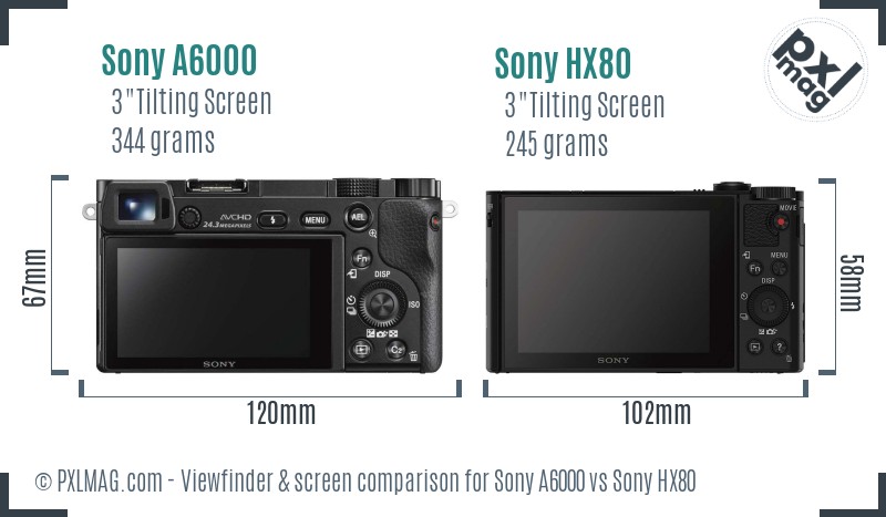 Sony A6000 vs Sony HX80 Screen and Viewfinder comparison