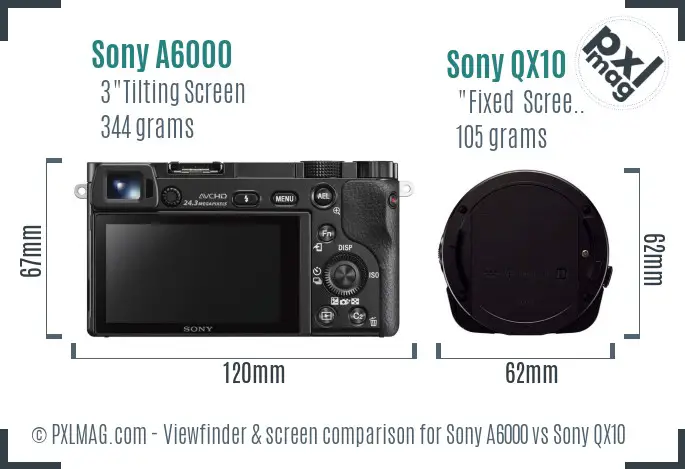 Sony A6000 vs Sony QX10 Screen and Viewfinder comparison Sony A6000 vs Sony QX10 Screen and Viewfinder comparison