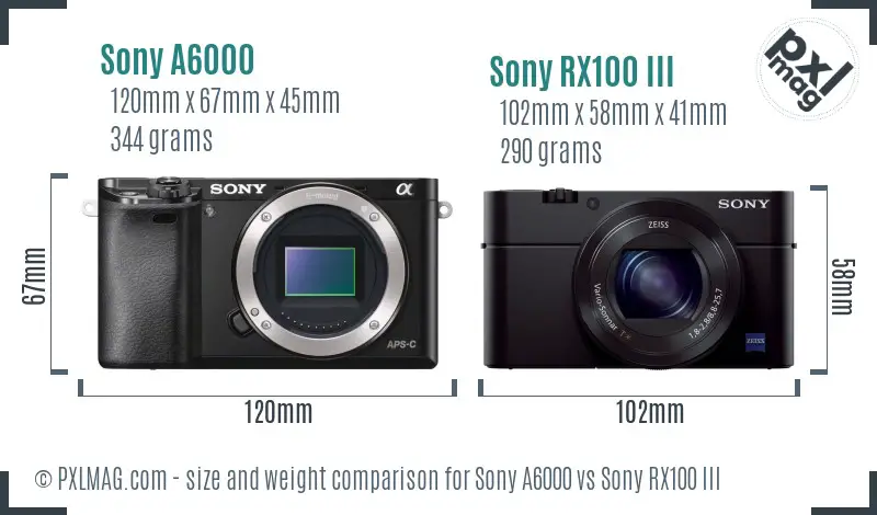 Sony A6000 vs Sony RX100 III size comparison