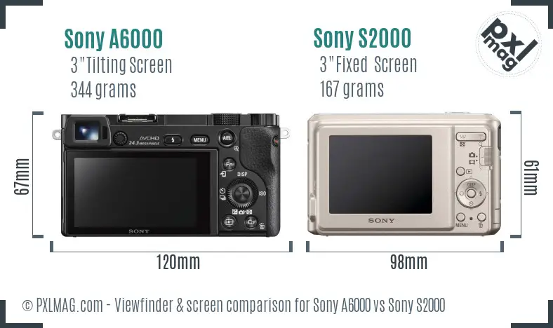 Sony A6000 vs Sony S2000 Screen and Viewfinder comparison