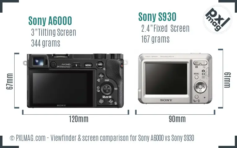 Sony A6000 vs Sony S930 Screen and Viewfinder comparison