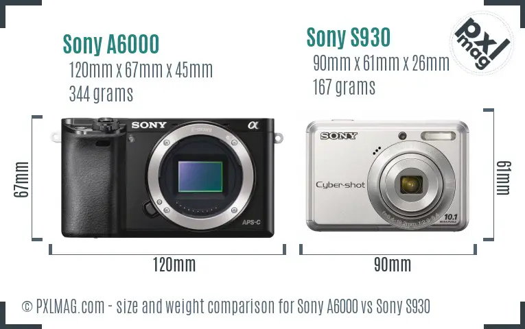 Sony A6000 vs Sony S930 size comparison