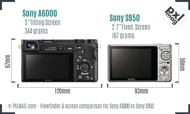 Sony A6000 vs Sony S950 Screen and Viewfinder comparison