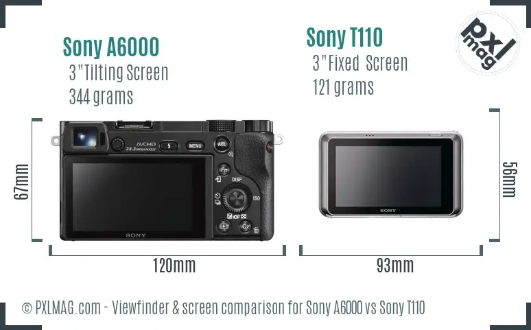 Sony A6000 vs Sony T110 Screen and Viewfinder comparison