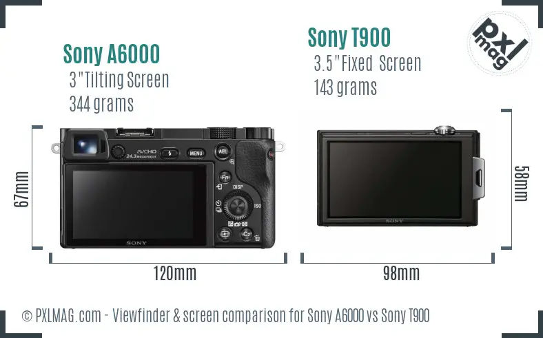 Sony A6000 vs Sony T900 Screen and Viewfinder comparison
