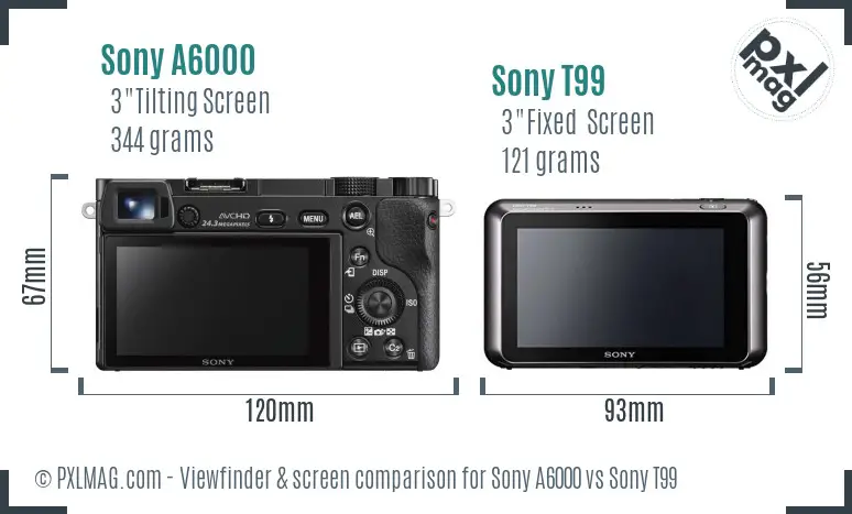 Sony A6000 vs Sony T99 Screen and Viewfinder comparison Sony A6000 vs Sony T99 Screen and Viewfinder comparison
