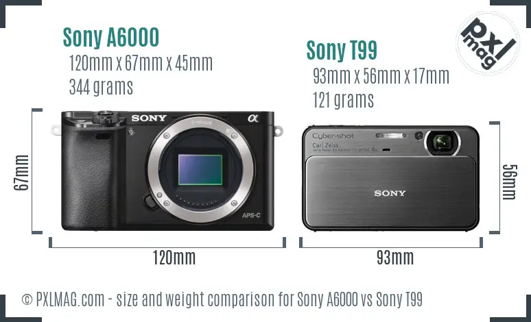 Sony A6000 vs Sony T99 size comparison Sony A6000 vs Sony T99 size comparison