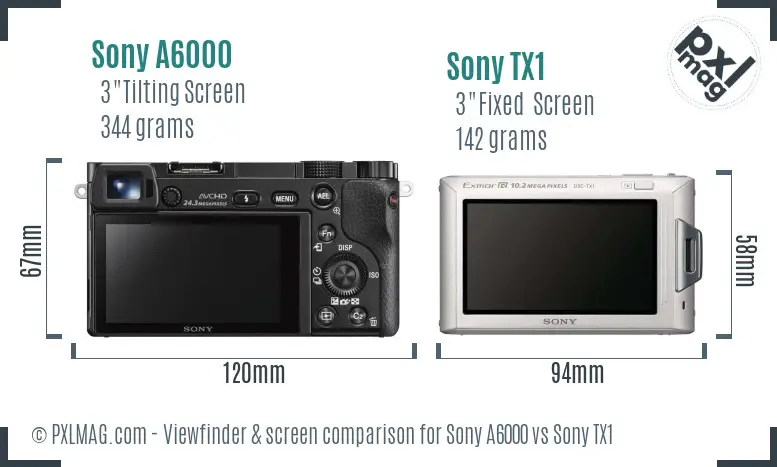 Sony A6000 vs Sony TX1 Screen and Viewfinder comparison