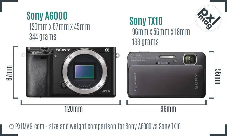 Sony A6000 vs Sony TX10 size comparison