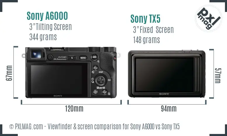Sony A6000 vs Sony TX5 Screen and Viewfinder comparison