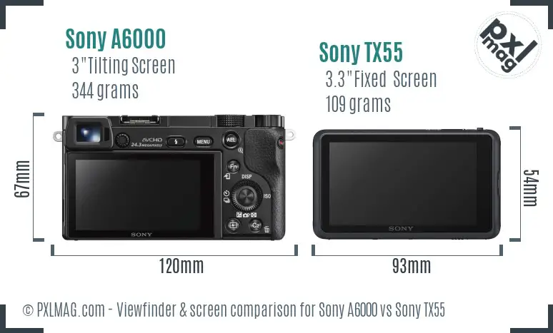 Sony A6000 vs Sony TX55 Screen and Viewfinder comparison