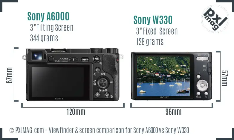 Sony A6000 vs Sony W330 Screen and Viewfinder comparison