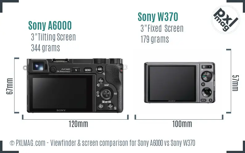 Sony A6000 vs Sony W370 Screen and Viewfinder comparison